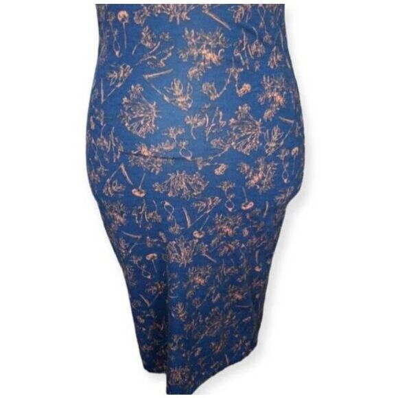 LULAROE NAVY & TAN FLORAL BODYCON DRESS SZ.XXS EUC - Picture 4 of 8